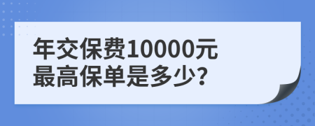 年交保费10000元最高保单是多少？