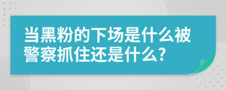 当黑粉的下场是什么被警察抓住还是什么?