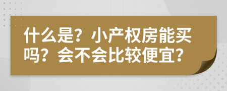 什么是？小产权房能买吗？会不会比较便宜？