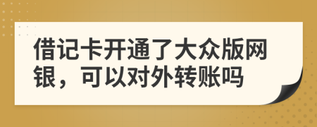 借记卡开通了大众版网银，可以对外转账吗