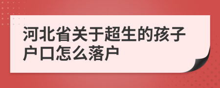 河北省关于超生的孩子户口怎么落户