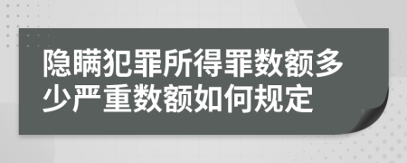 隐瞒犯罪所得罪数额多少严重数额如何规定