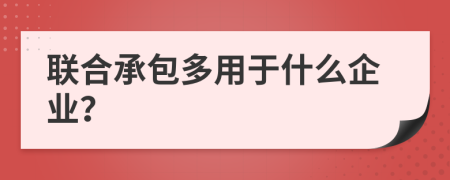 联合承包多用于什么企业？