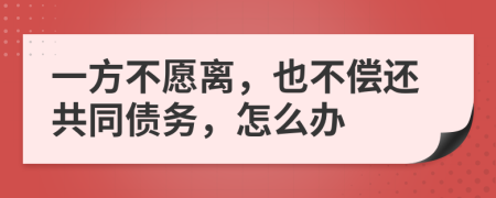 一方不愿离，也不偿还共同债务，怎么办