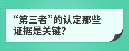 “第三者”的认定那些证据是关键？