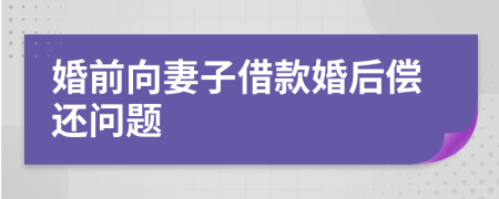 婚前向妻子借款婚后偿还问题