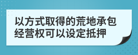 以方式取得的荒地承包经营权可以设定抵押