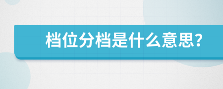 档位分档是什么意思？