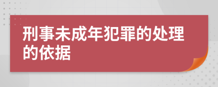 刑事未成年犯罪的处理的依据