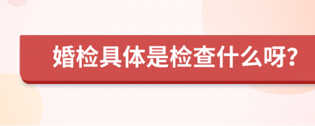 婚检具体是检查什么呀？