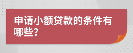 申请小额贷款的条件有哪些？