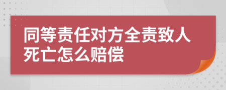 同等责任对方全责致人死亡怎么赔偿