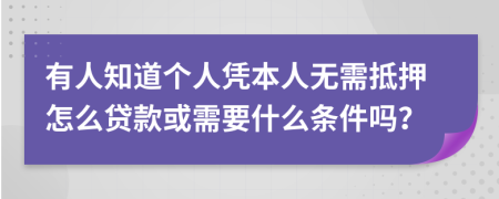 有人知道个人凭本人无需抵押怎么贷款或需要什么条件吗？