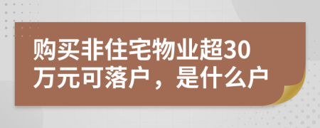 购买非住宅物业超30万元可落户，是什么户