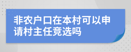 非农户口在本村可以申请村主任竞选吗