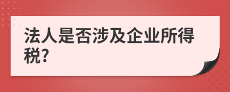 法人是否涉及企业所得税?