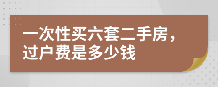 一次性买六套二手房，过户费是多少钱