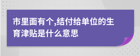 市里面有个,结付给单位的生育津贴是什么意思