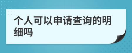 个人可以申请查询的明细吗