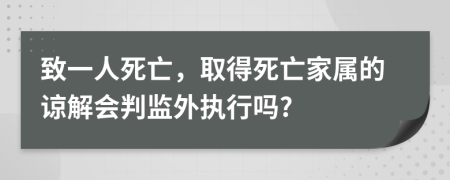 致一人死亡，取得死亡家属的谅解会判监外执行吗?