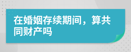 在婚姻存续期间，算共同财产吗