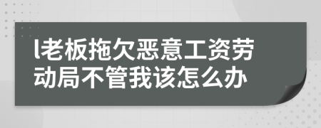 l老板拖欠恶意工资劳动局不管我该怎么办