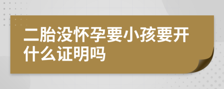 二胎没怀孕要小孩要开什么证明吗