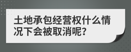 土地承包经营权什么情况下会被取消呢？