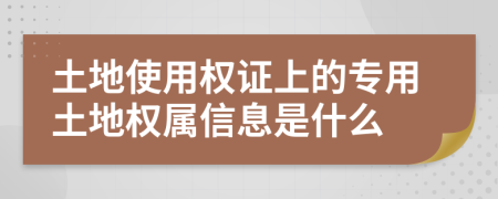 土地使用权证上的专用土地权属信息是什么