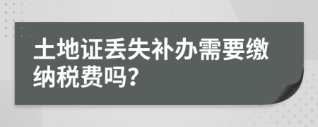 土地证丢失补办需要缴纳税费吗？