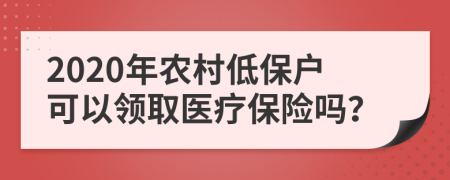 2020年农村低保户可以领取医疗保险吗？