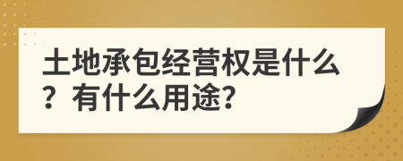 土地承包经营权是什么？有什么用途？