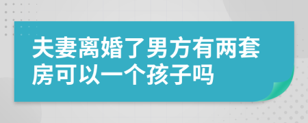 夫妻离婚了男方有两套房可以一个孩子吗