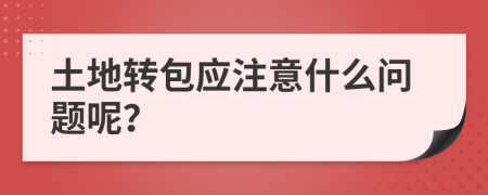 土地转包应注意什么问题呢？