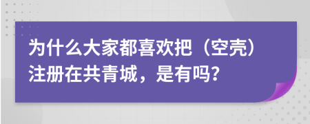 为什么大家都喜欢把（空壳）注册在共青城，是有吗？