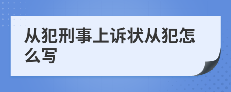 从犯刑事上诉状从犯怎么写