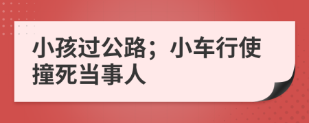 小孩过公路；小车行使撞死当事人