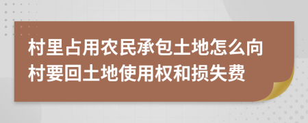 村里占用农民承包土地怎么向村要回土地使用权和损失费