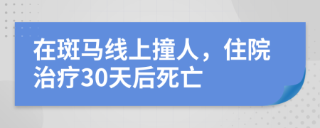 在斑马线上撞人，住院治疗30天后死亡