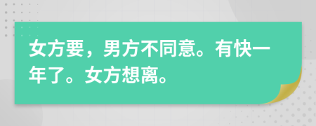 女方要，男方不同意。有快一年了。女方想离。