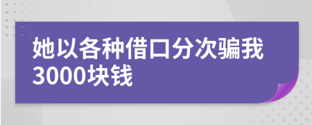 她以各种借口分次骗我3000块钱