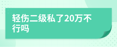 轻伤二级私了20万不行吗