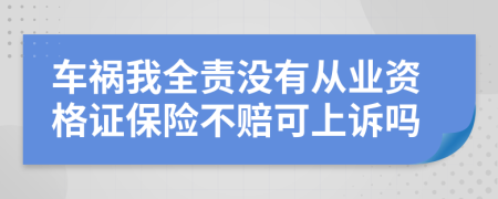 车祸我全责没有从业资格证保险不赔可上诉吗