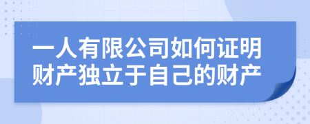 一人有限公司如何证明财产独立于自己的财产