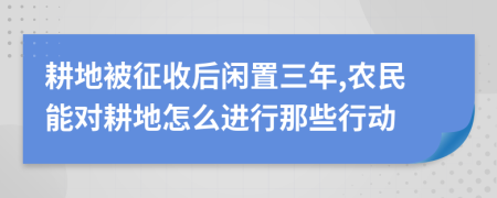 耕地被征收后闲置三年,农民能对耕地怎么进行那些行动