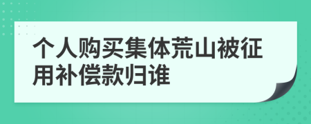 个人购买集体荒山被征用补偿款归谁