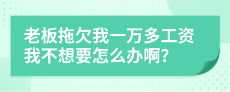 老板拖欠我一万多工资我不想要怎么办啊？
