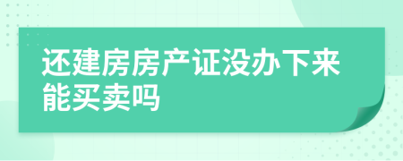 还建房房产证没办下来能买卖吗