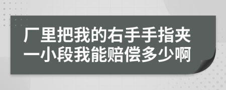厂里把我的右手手指夹一小段我能赔偿多少啊