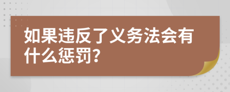 如果违反了义务法会有什么惩罚？